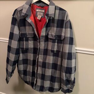 L.L.Bean Quilted Flannel Shirt Jacket Plaid Slightly Fitted Men’s